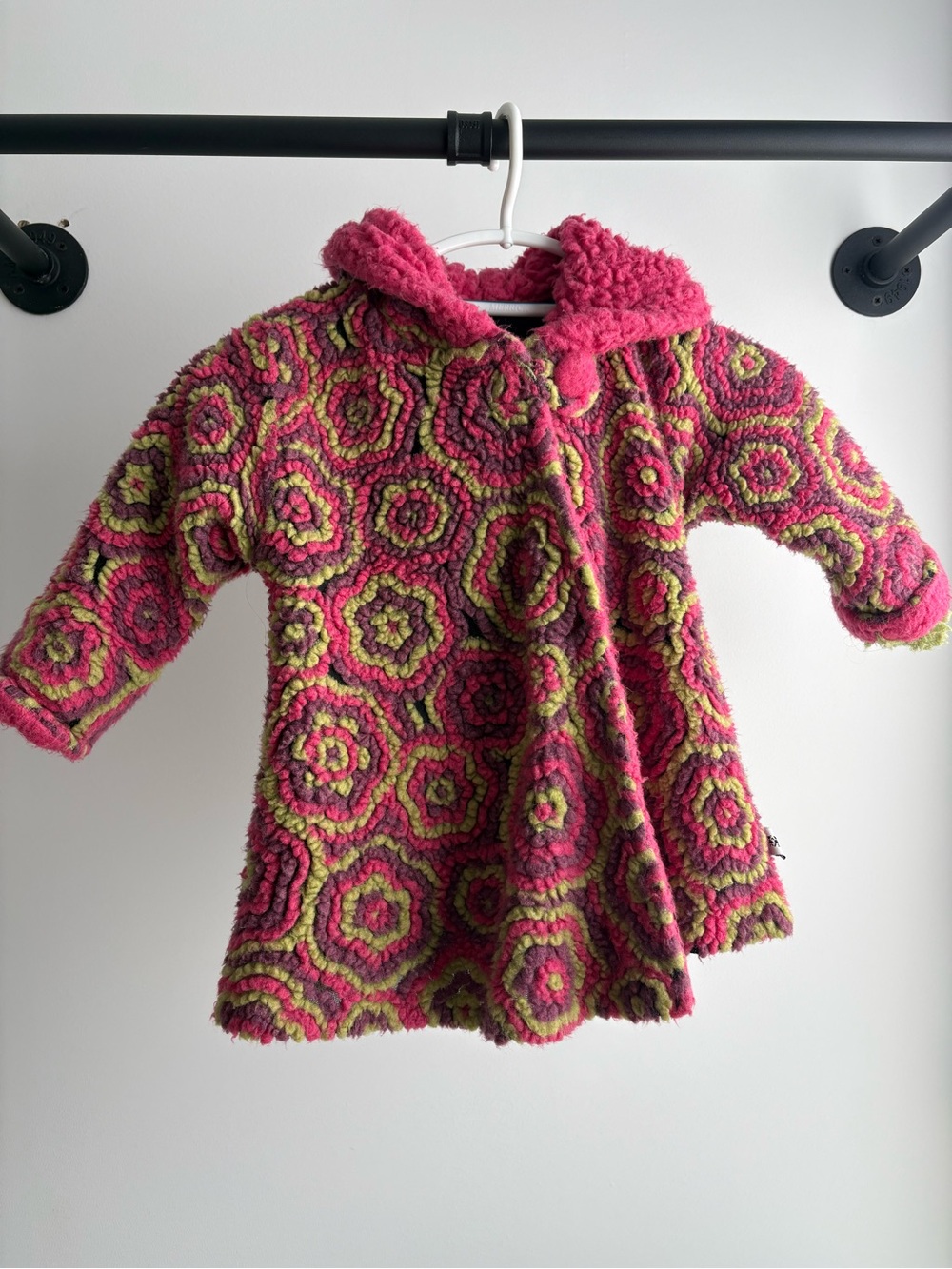 Corky and Company Toddler Girl Pink & Green Floral Hooded Carpetbag Winter Coat